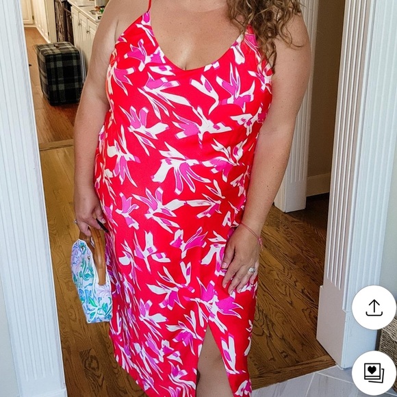 Scoop Women's Satin Midi Slip Dress with Side Slit - Picture 2 of 8